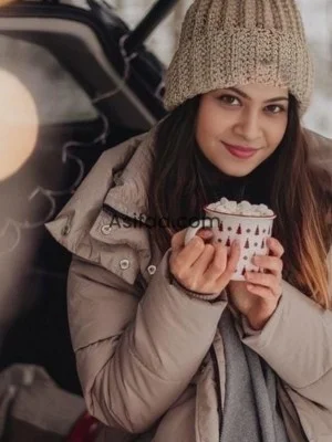 Having coffee